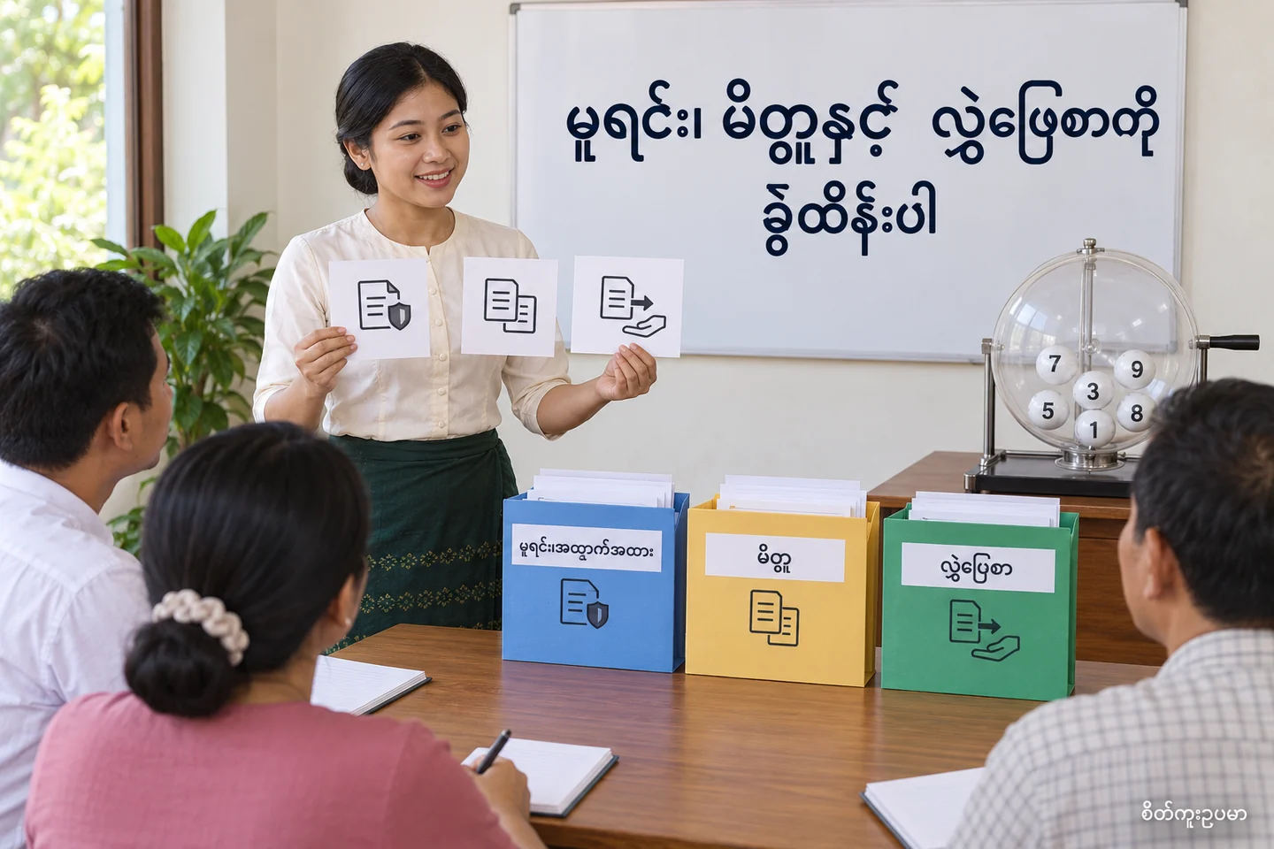 မူရင်းလွှဲအပ်မီ အထောက်အထားစာရင်း ပြင်ဆင်နည်း ကို ပြထားသော စိတ်ကူးဥပမာပုံ။