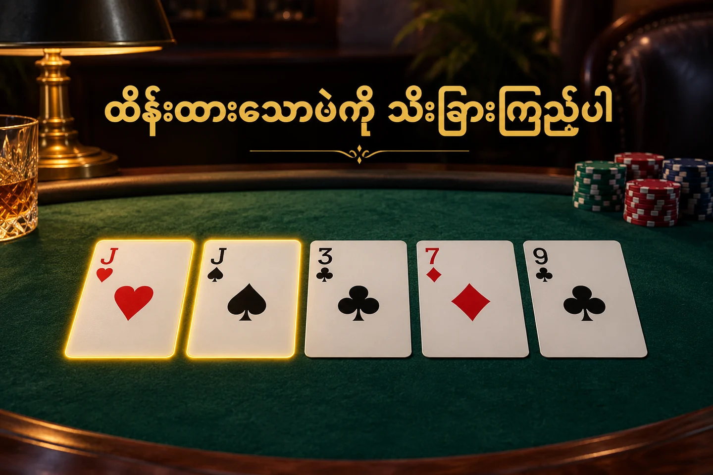 မူလဖဲငါးချပ်နှင့် Hold သတ်မှတ်ထားသော Jack နှစ်ချပ်
